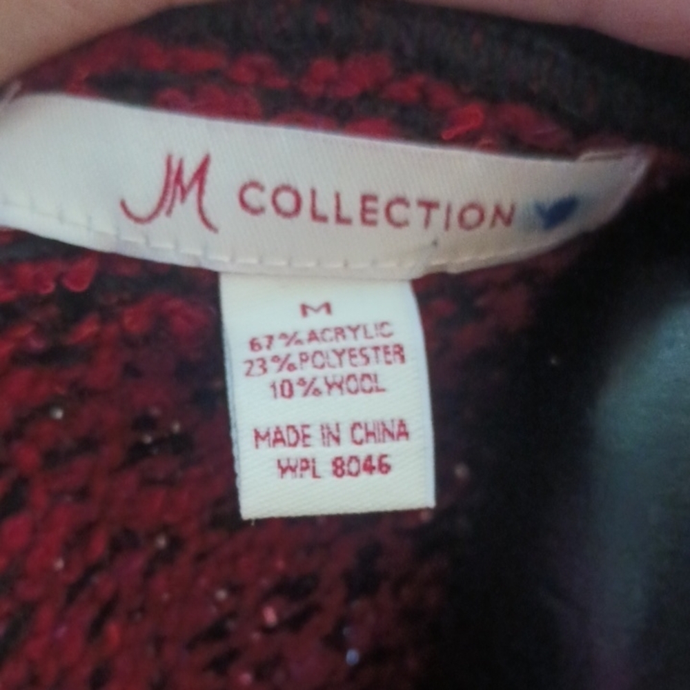 JM Collection Maroon and Black Women's Jacket - Picture 2 of 4